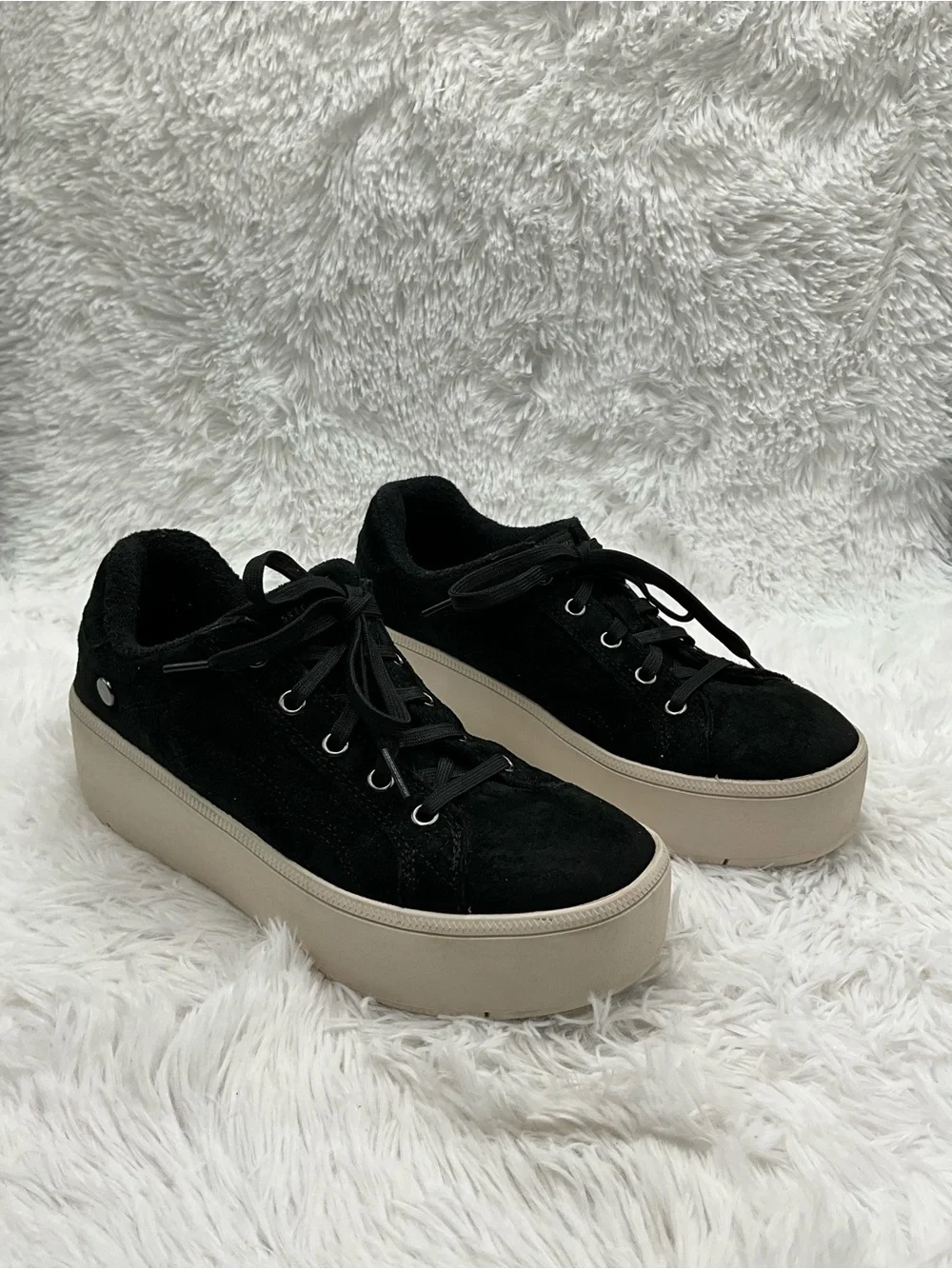 Skechers x Martha Stewart Sneakers Size 9.5 Black Suede 2” Platform